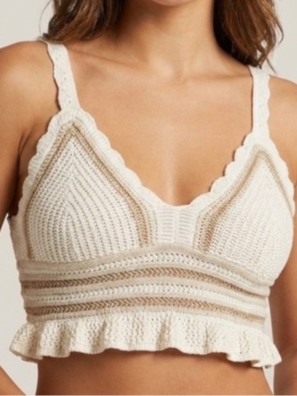 Madden NYC Women's Crochet Tank Top Crop Top Bohemian Boho Gypsy Hippie Size Med